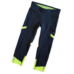 CHAMPION DUODRY Capri Length Workout Leggings Gray Neon Size XS Activewear Sport